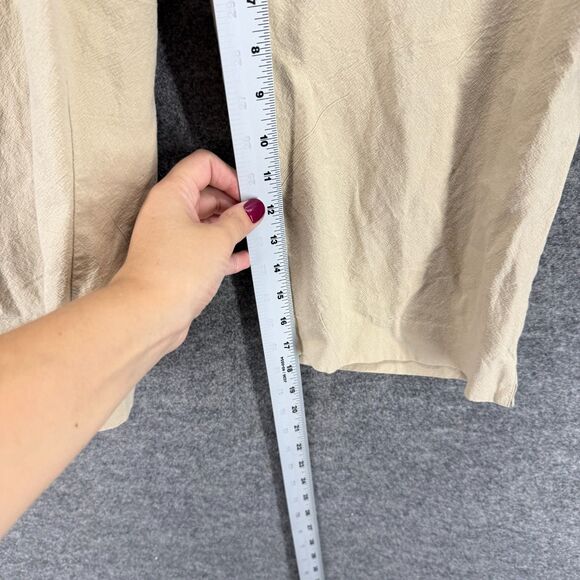 Alfred Dunner Cropped Pants Women 14 Beige High Rise Flat Front Pull On Cotton - Picture 5 of 7